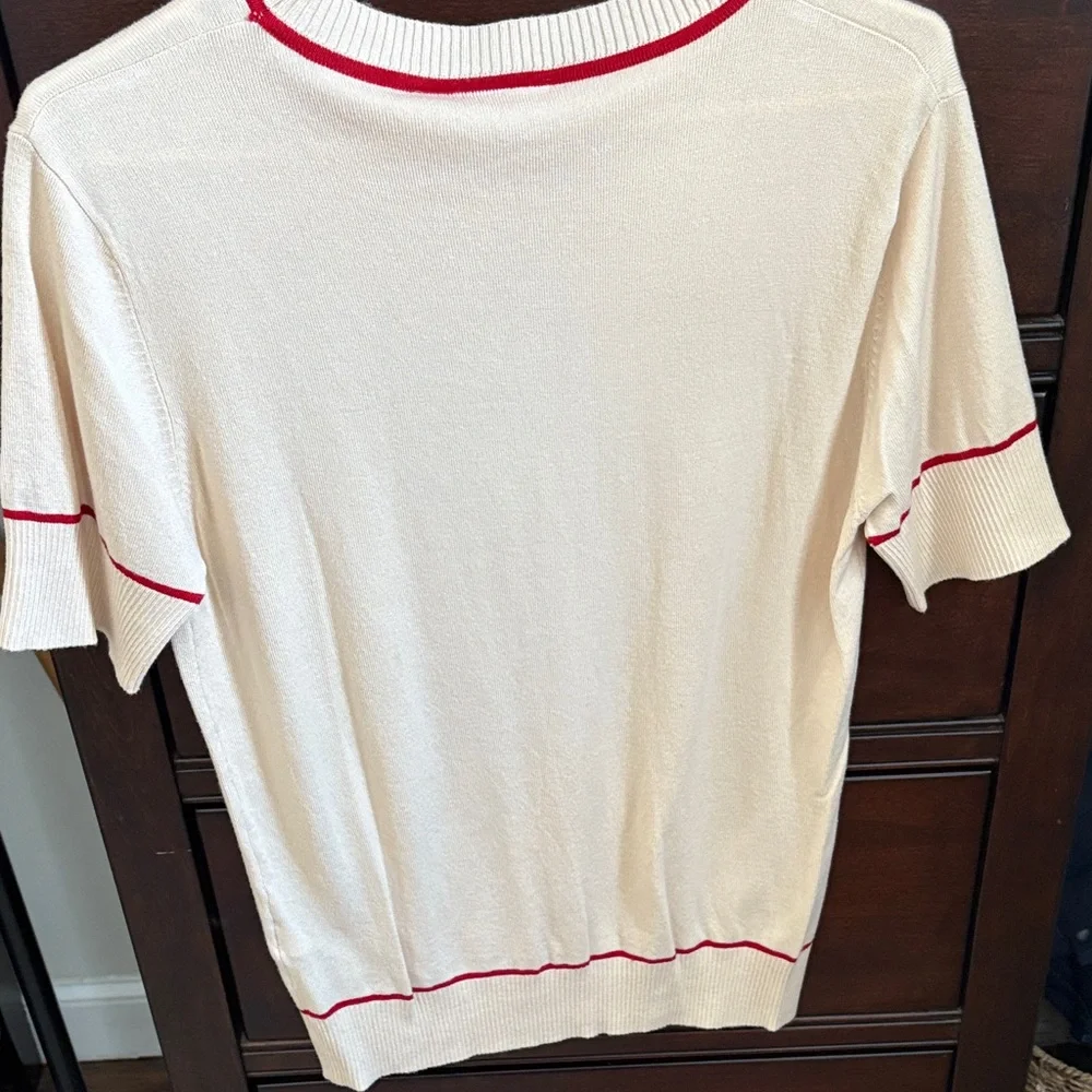 Voodoo Vixen Cream Sweater with Red Heart and Arrows - Picture 5 of 8